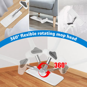 Squeeze Mop Hand-Free Wash Lazy 360° Mops with Reusable Microfiber Pads for Flat Mop to Clean under Long Bed Home Cleaning Tools