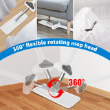 Squeeze Mop Hand-Free Wash Lazy 360° Mops with Reusable Microfiber Pads for Flat Mop to Clean under Long Bed Home Cleaning Tools