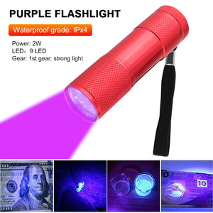Mini UV Flashlight 395Nm LED Ultraviolet Torches Zoomable Ultra Violet Lights Inspection Lamps Pet Urine Stain Detector Lights