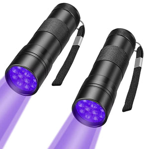 UV Handheld Waterproof Blacklight Flashlights 12 Led 395Nm Mini Light Torch Detector for Pets Urine Stains Black Light UV Lamp