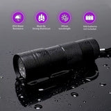 UV Handheld Waterproof Blacklight Flashlights 12 Led 395Nm Mini Light Torch Detector for Pets Urine Stains Black Light UV Lamp