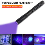 Mini UV Flashlight 395Nm LED Ultraviolet Torches Zoomable Ultra Violet Lights Inspection Lamps Pet Urine Stain Detector Lights