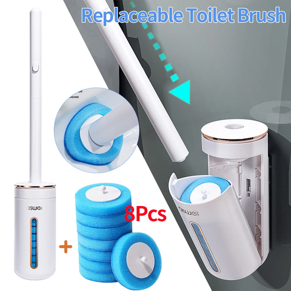 Disposable Toilet Bowl Cleaner Brush Wall-Mounted Toilet Cleaner Scrubber Long Handle Ergonomics Toilet Bowl Cleaning Kit