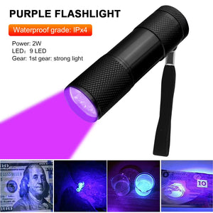 Mini UV Flashlight 395Nm LED Ultraviolet Torches Zoomable Ultra Violet Lights Inspection Lamps Pet Urine Stain Detector Lights