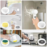 Electric Spin Scrubber Cordless Spin Scrubber with 5 Replaceable Brush Heads and Adjustable Extension Handle,5 in 1Cleaningbrush