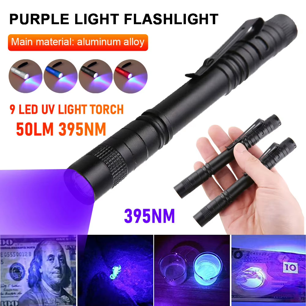 Mini UV Flashlight 395Nm LED Ultraviolet Torches Zoomable Ultra Violet Lights Inspection Lamps Pet Urine Stain Detector Lights