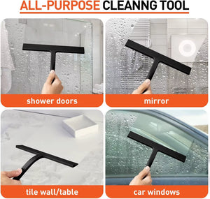Matte Black Silicone Squeegee Streak Free Cleaning Shower Squeegee for Glass Bathroom Shower Doors Mirrors Tiles Car Windows