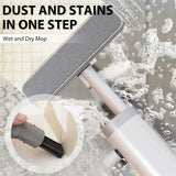Rotatable Self-Squeeze Mini Mop with Crevice Brush Hand Wash-Free Flat Squeeze Mop with 2 Reusable Microfiber Pads, Microfiber Mop for Wet Dry Use Self Wringing Flat Mop for Floor Cleaning
