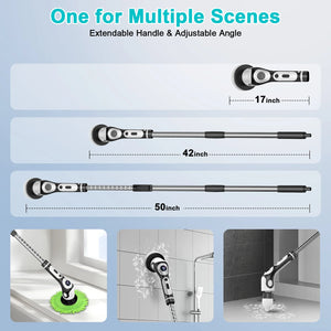 11 in 1 Electric Spin Scrubber Cordless Cleaning Brush with 9 Replaceable Brush Heads for Bathroom Shower Bathtub Glass Car